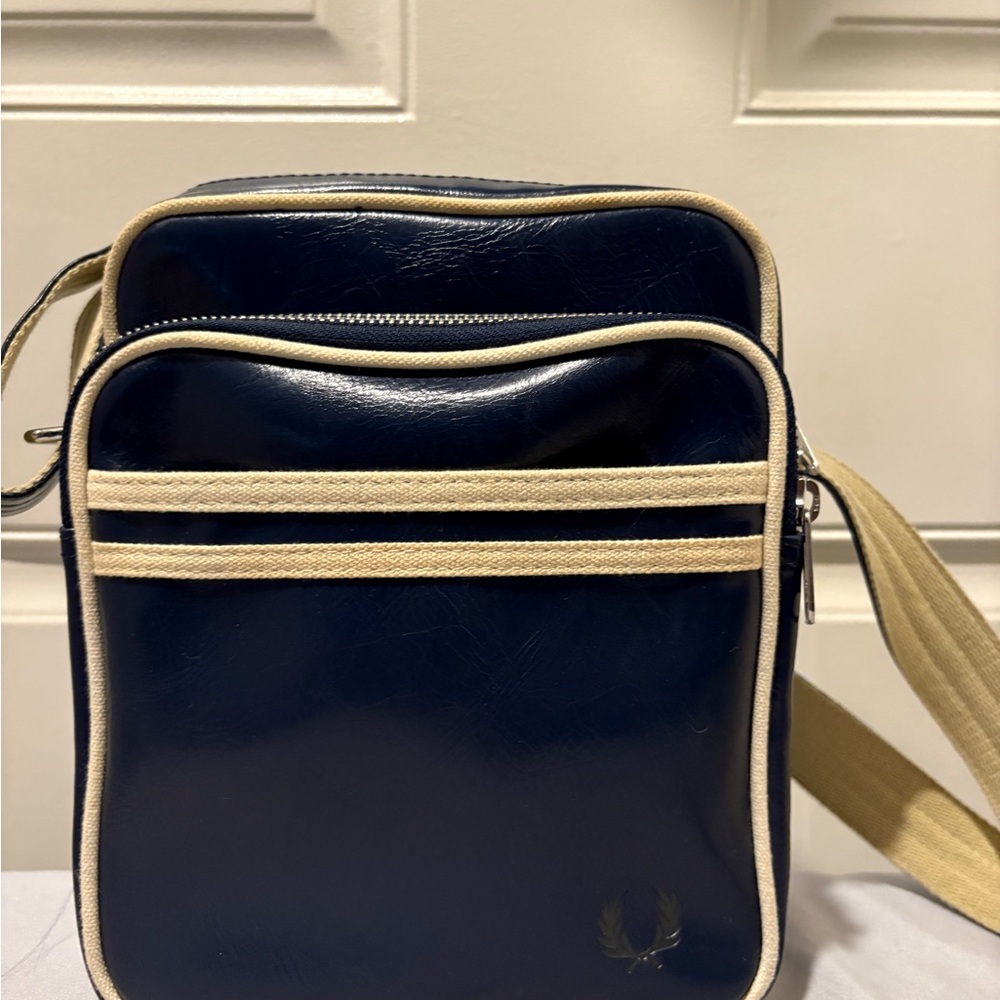 Small Fred Perry Side Bag Navy Blue | $30